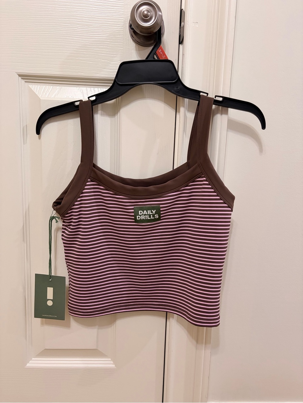 Daily Drills Pink & Brown Striped Cropped Camisole